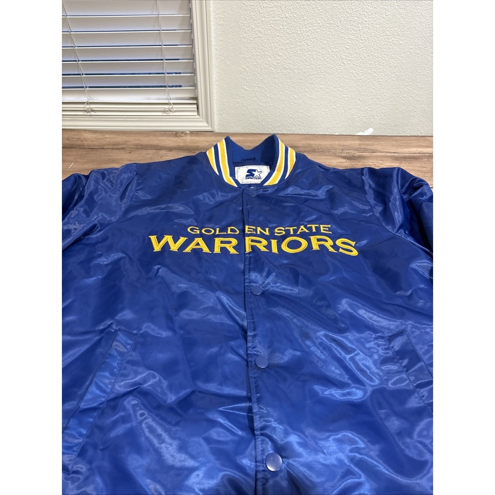 Starter Golden State Warriors Satin Bomber Jacket Sz Large‎ Vintage - Picture 2 of 16